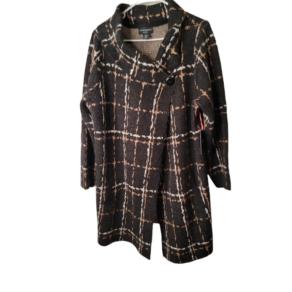 Cynthia Rowley NWT Size 1X Womens Jacket Wool Blend Coat, Pockets, Tweed Look